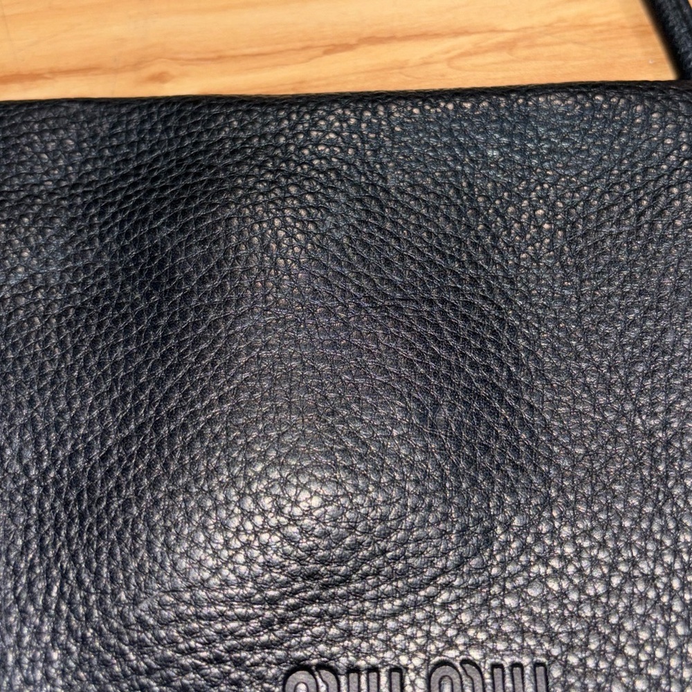 MIUMIU Archive Tote Semi Shoulder bag Logo Leather Black - Picture 13 of 14